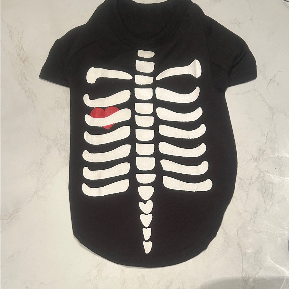 Skeleton Dog Shirt with Heart